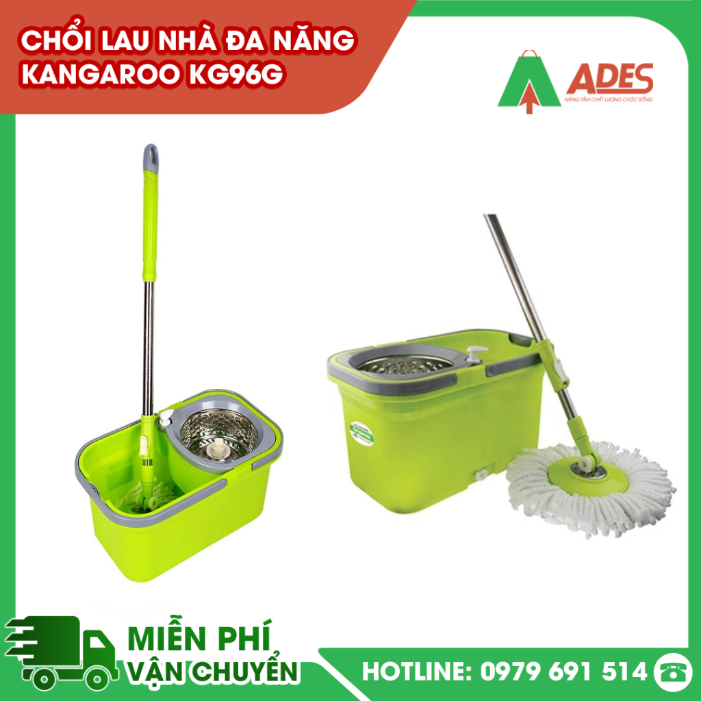 ✔️ Chổi lau nhà đa năng màu xanh Kangaroo KG96G ✔️ Đầu lau 360 độ