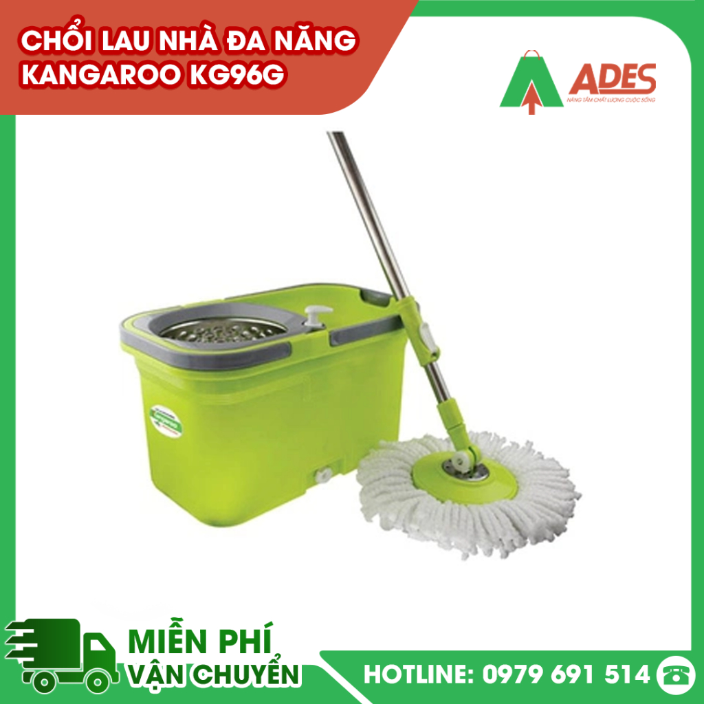 ✔️ Chổi lau nhà đa năng màu xanh Kangaroo KG96G ✔️ Đầu lau 360 độ