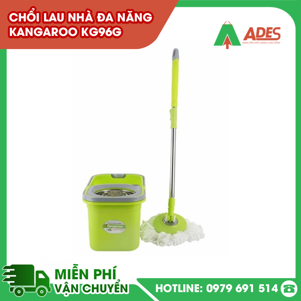 ✔️ Chổi lau nhà đa năng màu xanh Kangaroo KG96G ✔️ Đầu lau 360 độ
