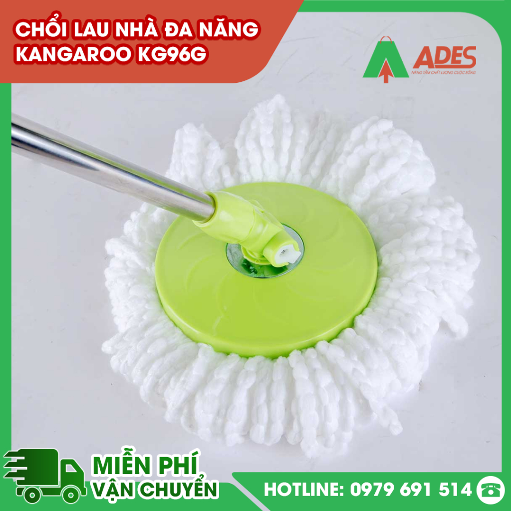 ✔️ Chổi lau nhà đa năng màu xanh Kangaroo KG96G ✔️ Đầu lau 360 độ