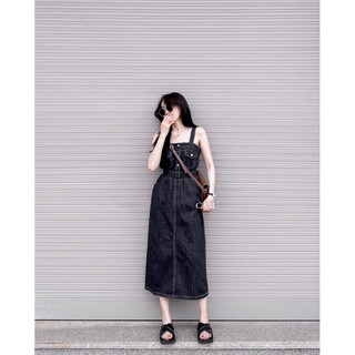ĐẦM MIDI JEANS HAI DÂY