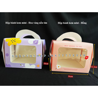 🍇🍇hộp bánh kem mini - hoa vàng nền tím 🍇🍇hộp bánh kem mini - hồng - kích thước : 1612.3cm
