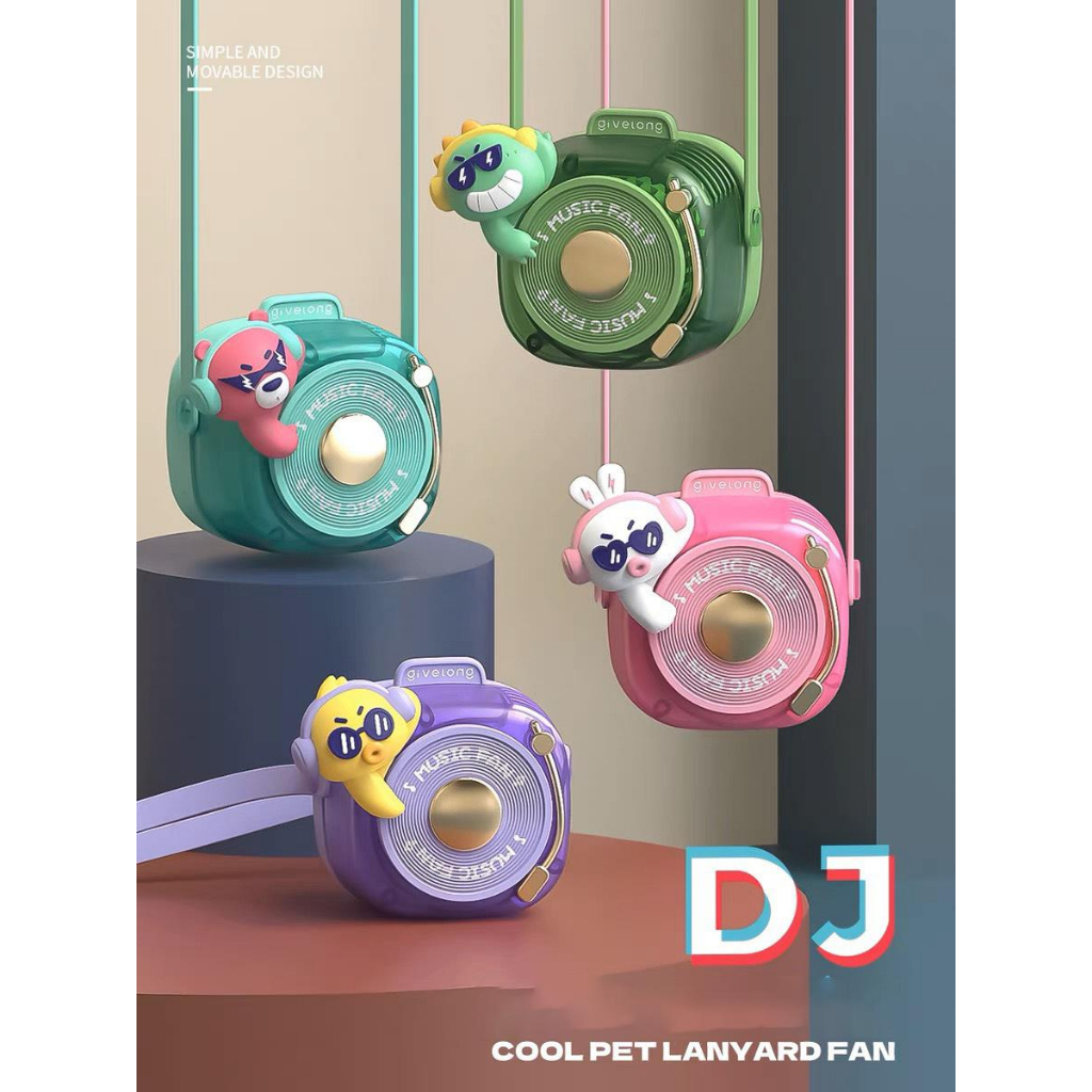 Quạt Mini Quạt Đeo Cổ Cổ Xinh Tươi DJ Phim Hoạt Hình Tiện Ích