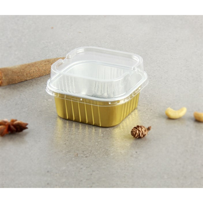 Cup vuông nhôm nắp pet - Vàng [ 1Set/50c ]