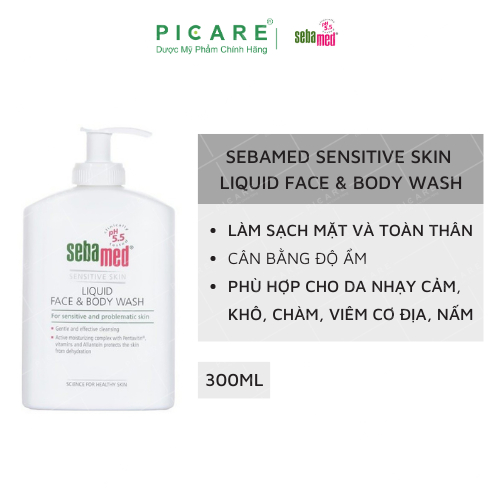 Sữa Rửa Mặt Và Tắm Toàn Thân Cho Da Nhạy Cảm Sebamed Liquid Face & Body Wash 300ml