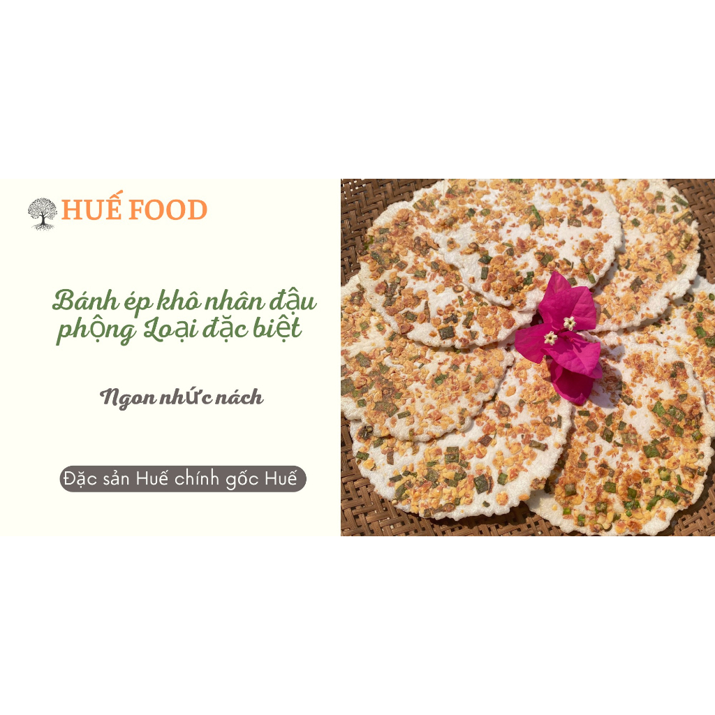 Bánh ép khô đậu phộng chính gốc Huế loại đặc biệt đậm vị 10 bánh/bịch siêu ngon bảo quản được lâu