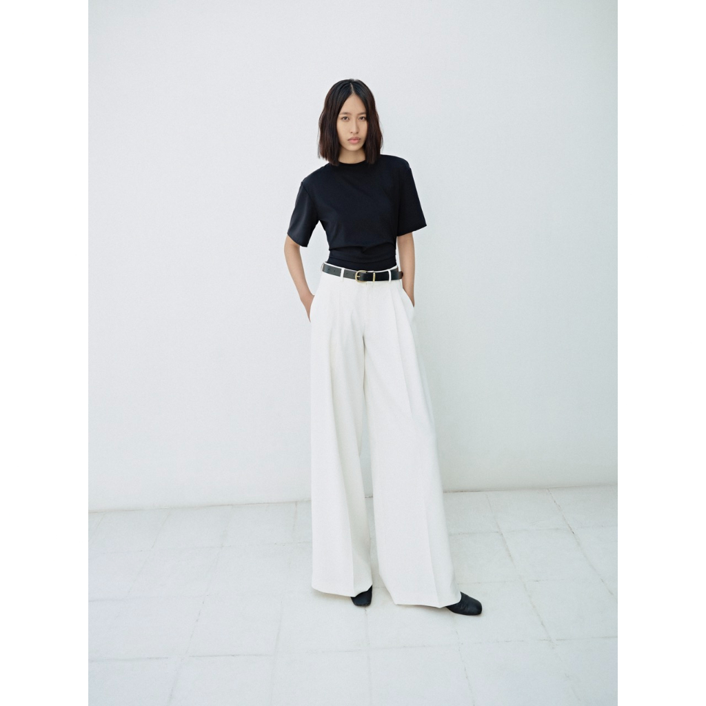 Quần dáng suông  xếp ly - ASPIRIN WIDE LEG TROUSER - WHITE