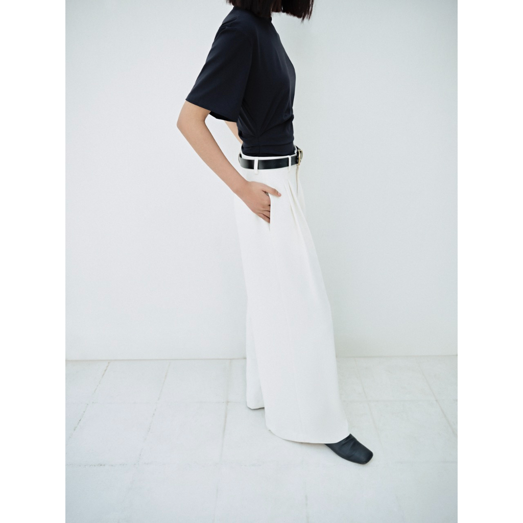 Quần dáng suông  xếp ly - ASPIRIN WIDE LEG TROUSER - WHITE