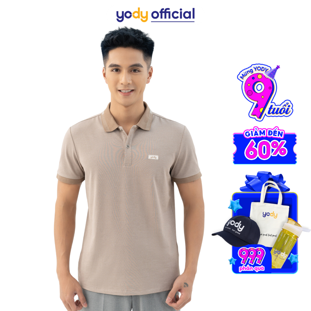 Áo polo nam YODY vải cotton mắt chim,áo phông tay ngắn thoáng mát co giãn APM3299