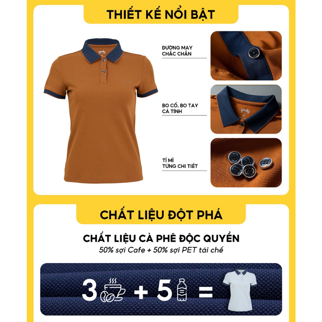 Áo Polo nam Yody cộc tay chất liệu cotton cafe áo phông có cổ mềm mịn thoáng mát MCF1 APM3635