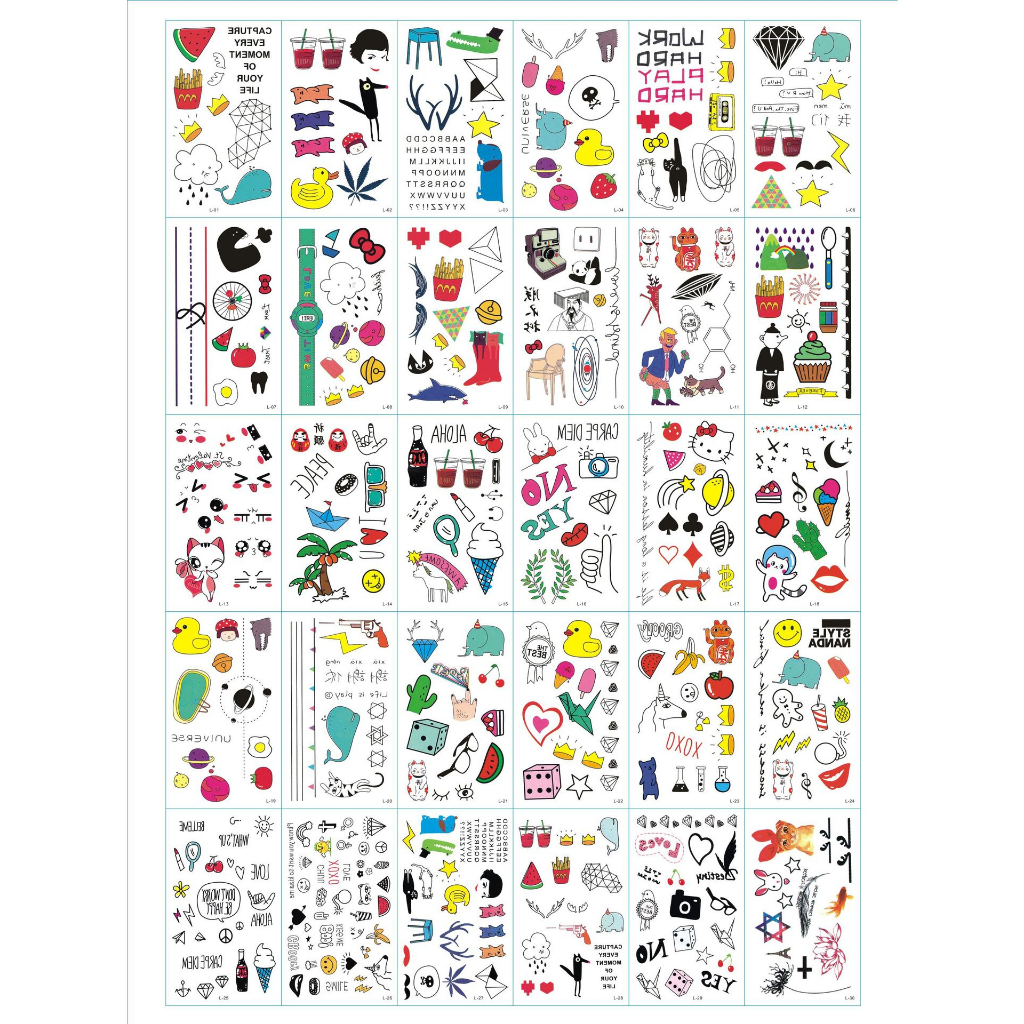 Combo 30 Tấm Hình Xăm Dán Tạm Thời Nhiều Hình Đẹp Mắt ,Hình Xăm Mini Chống Thấm Nước