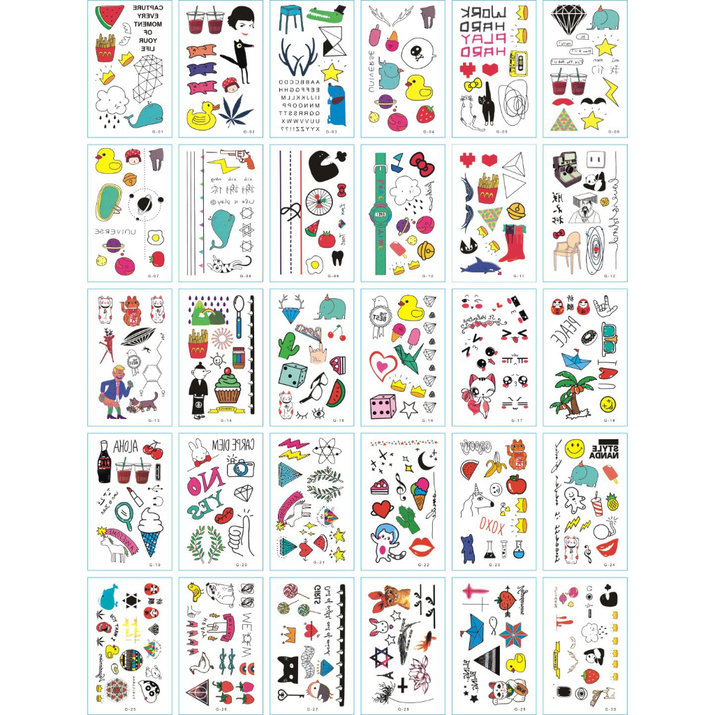 Combo 30 Tấm Hình Xăm Dán Tạm Thời Nhiều Hình Đẹp Mắt ,Hình Xăm Mini Chống Thấm Nước