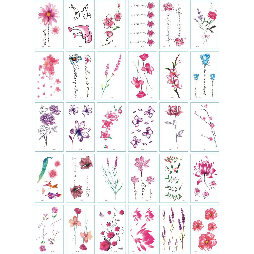 PVN12258 Hình xăm dán 3D cho 15 ngày set 30 hình săm dán tạm thời cho nữ nhiều hình từ hoa cô gái tattoo T8
