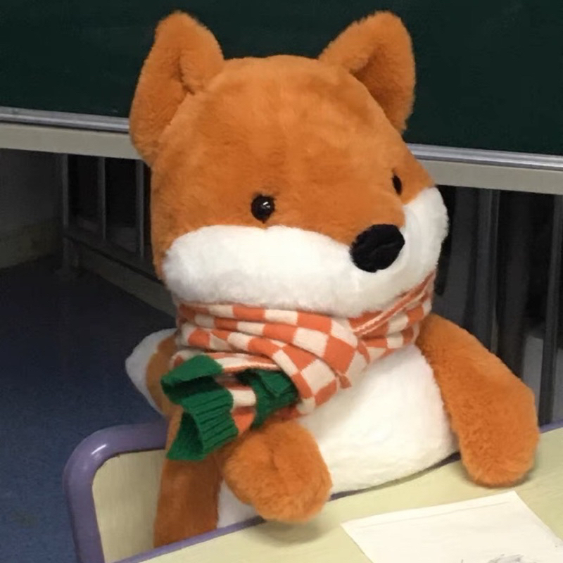 Gấu bông cáo cam Autumn Fox lông mịn tặng khăn hoa