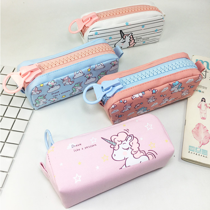 Bóp bút bóp viết vải canvas khóa kéo to họa tiết gấu pony Ulzzang