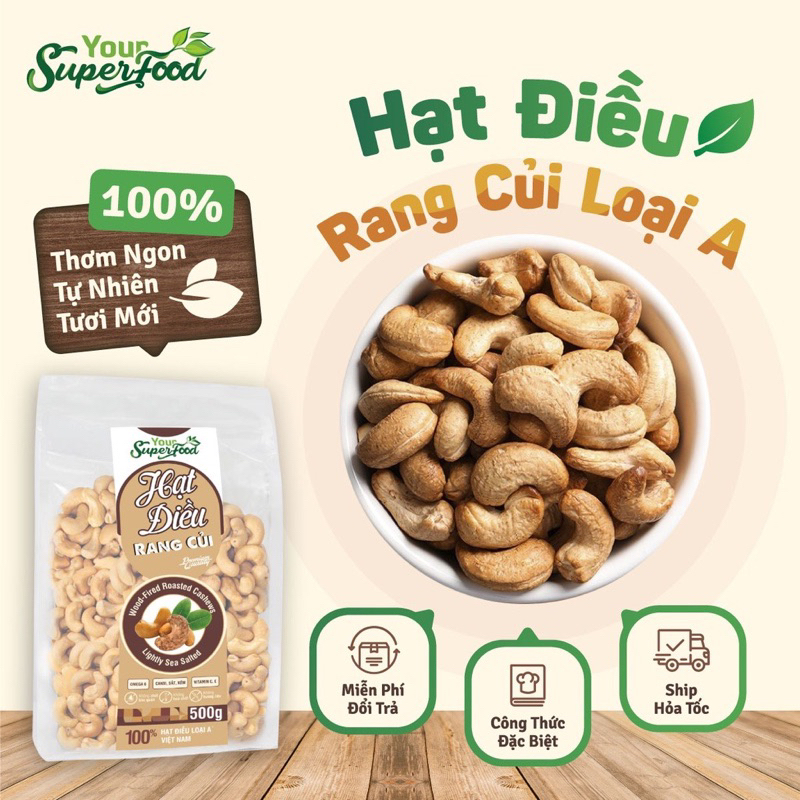 Hạt điều rang củi loại A ( đã bóc vỏ ) 500gr