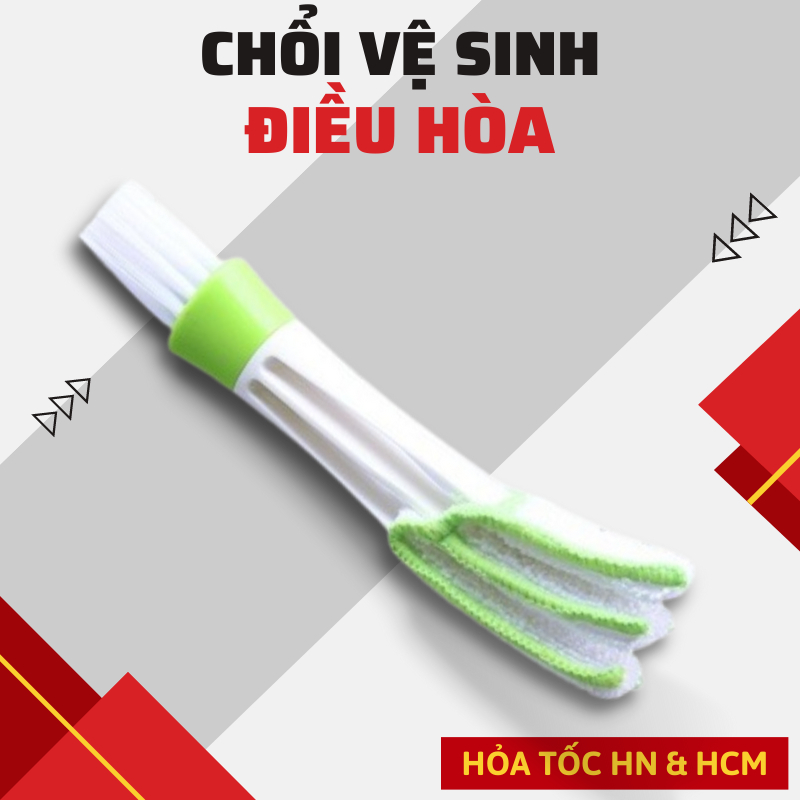 Chổi vệ sinh 2 đầu màu xanh - Hỗ trợ làm sạch cửa gió điều hòa ô tô xe hơi, bàn phím, đồ gia dụng