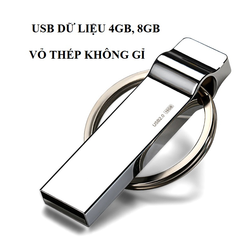 USB 8Gb 4Gb 2.0 lưu trữ copy dữ liệu, chống nước, chống sốc, thiết kế móc treo chìa khóa nhỏ gọn bằng thép không gỉ