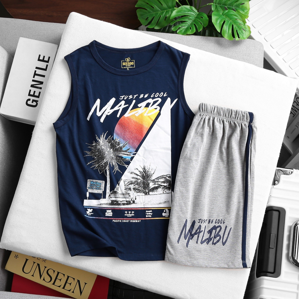 Bộ đồ thun 3 lỗ cho bé trai  100% cotton thoáng mát mùa hè nhiều màu đủ size Nhà Sans | B19