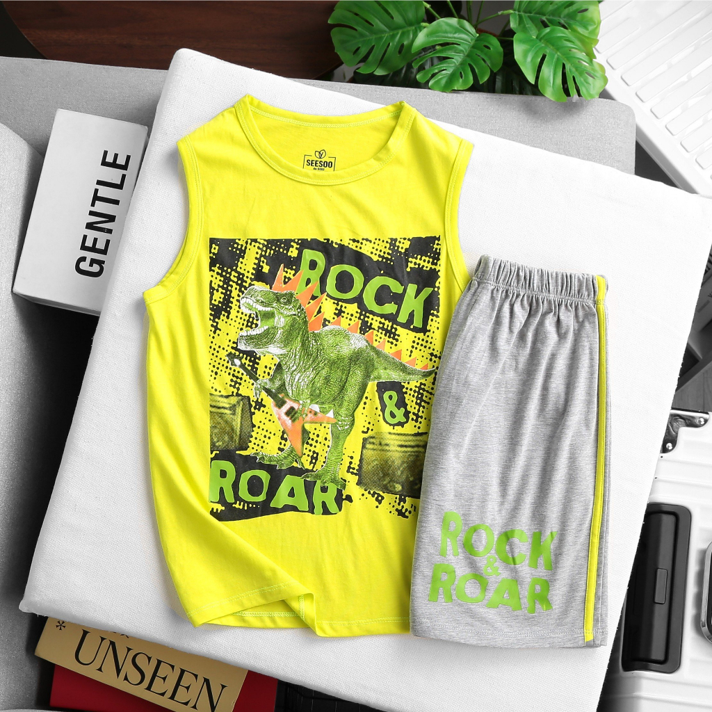 Bộ đồ thun 3 lỗ cho bé trai  100% cotton thoáng mát mùa hè nhiều màu đủ size Nhà Sans | B19