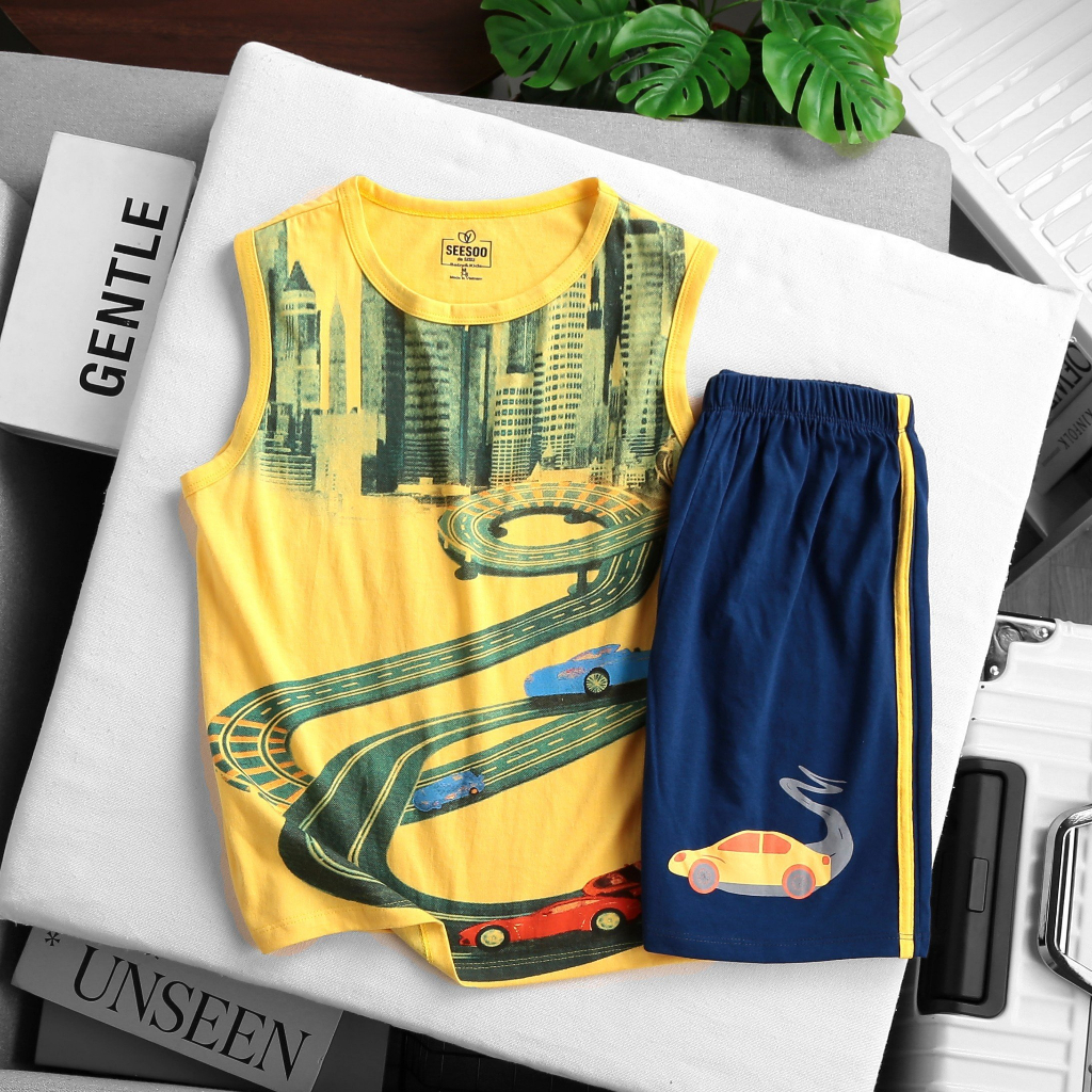 Bộ đồ thun 3 lỗ cho bé trai  100% cotton thoáng mát mùa hè nhiều màu đủ size Nhà Sans | B19