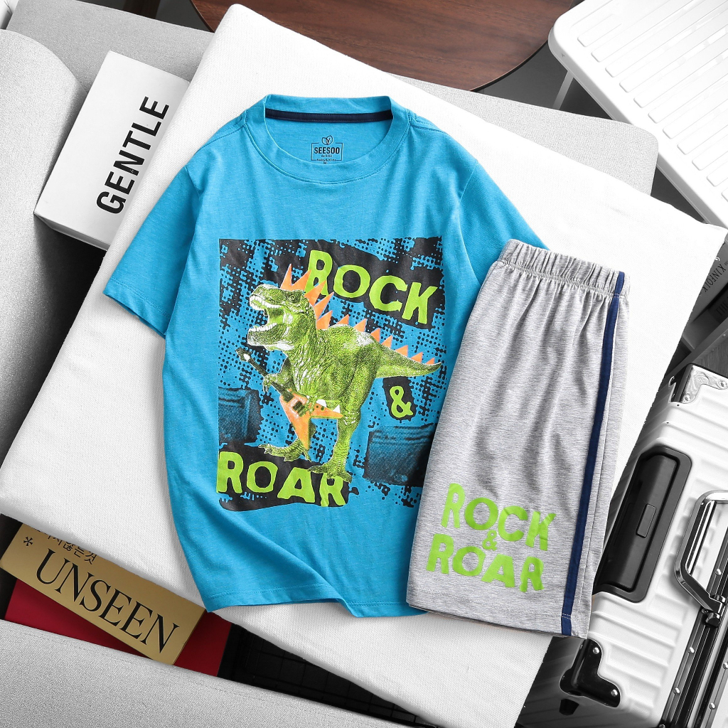 Bộ đồ thun bé trai  ngắn tay quần lửng Seesoo 100% cotton thoáng mát mùa hè Nhà Sans | B11