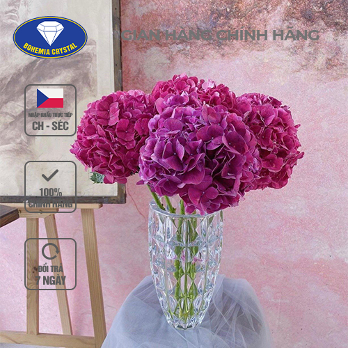 Bình Hoa PHA LÊ TIỆP BOHEMIA Lọ Hoa Dùng Trang Trí Phòng, Bình Cắm Hoa Và Làm Quà Tặng Cao 28cm PTL00411