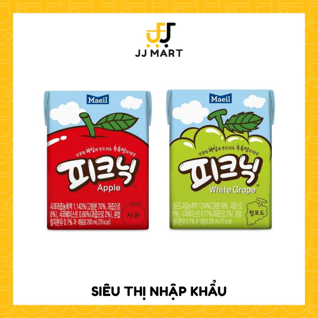 MEIL | Nước Trái Cây Picnic - Nhập Khẩu Hàn Quốc Nhiều Chất Xơ, Tăng Hấp Thụ Dinh Dưỡng Vị Táo/Nho