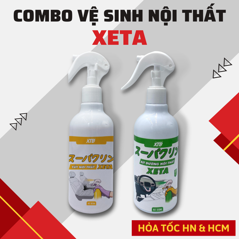 Combo Chai xịt Tẩy & Dưỡng bóng nội thất ghế da ô tô XETA - Hỗ trợ làm sạch ghế, bảo vệ và làm sáng bóng đồ nội thất da