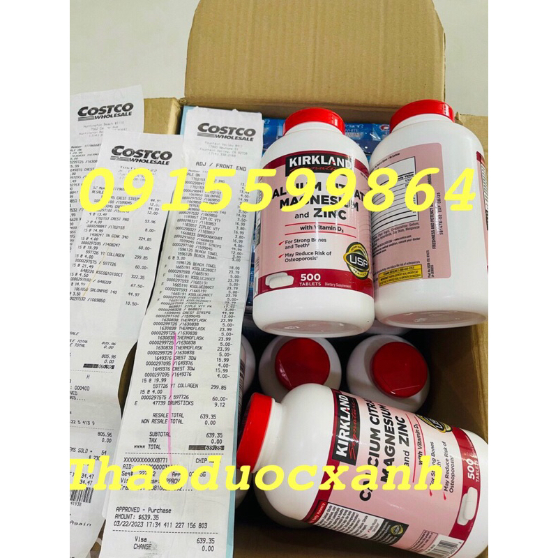 Canxi Zinc Kirkland 500 viên uống bổ xung Calcium Citrate Magnesium and kẽm