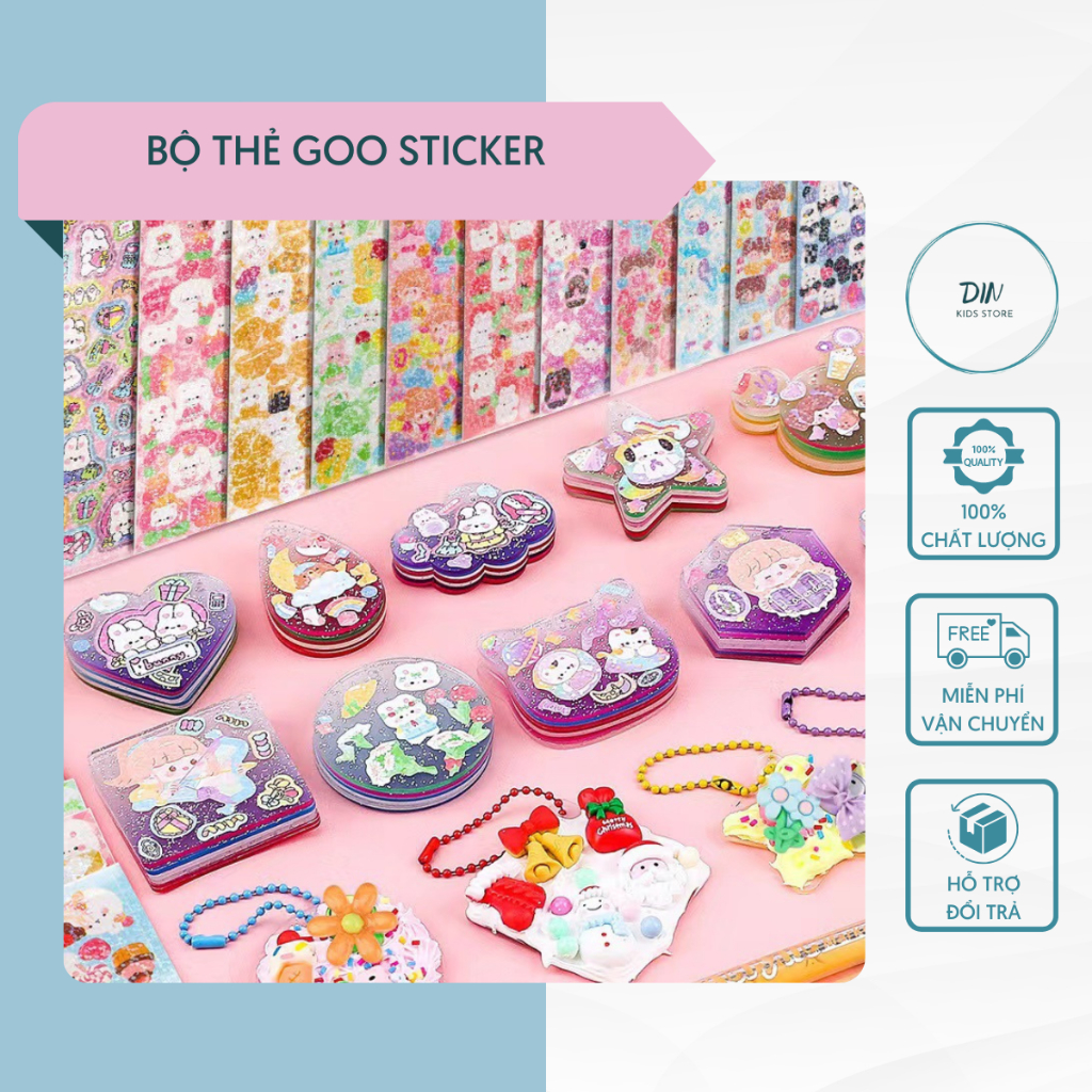 Bộ Thẻ Goo Hình Dán Trang Trí Dễ Thương Dành Cho Bé Gái Vui Chơi