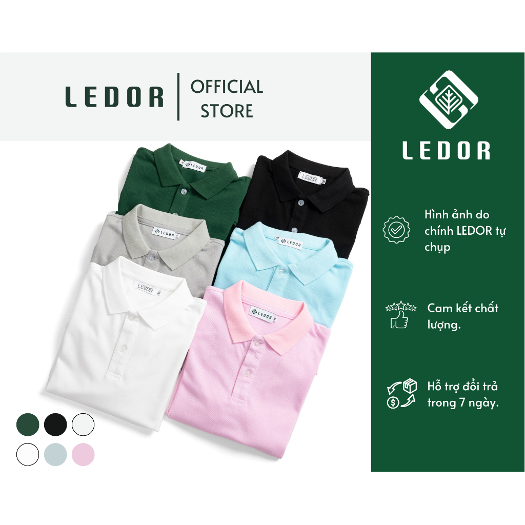 Áo Polo nam BASIC LEDOR vải Cá Mập CVC cotton, nam tính, thanh lịch, sang trọng-LEDOR