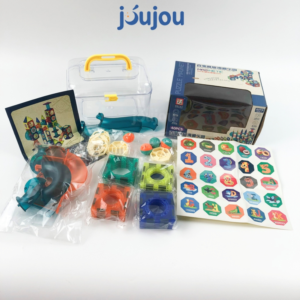 Đồ chơi xếp hình nam châm lắp ráp hình khối cao cấp JuJou let's play giúp bé phát triển tư duy