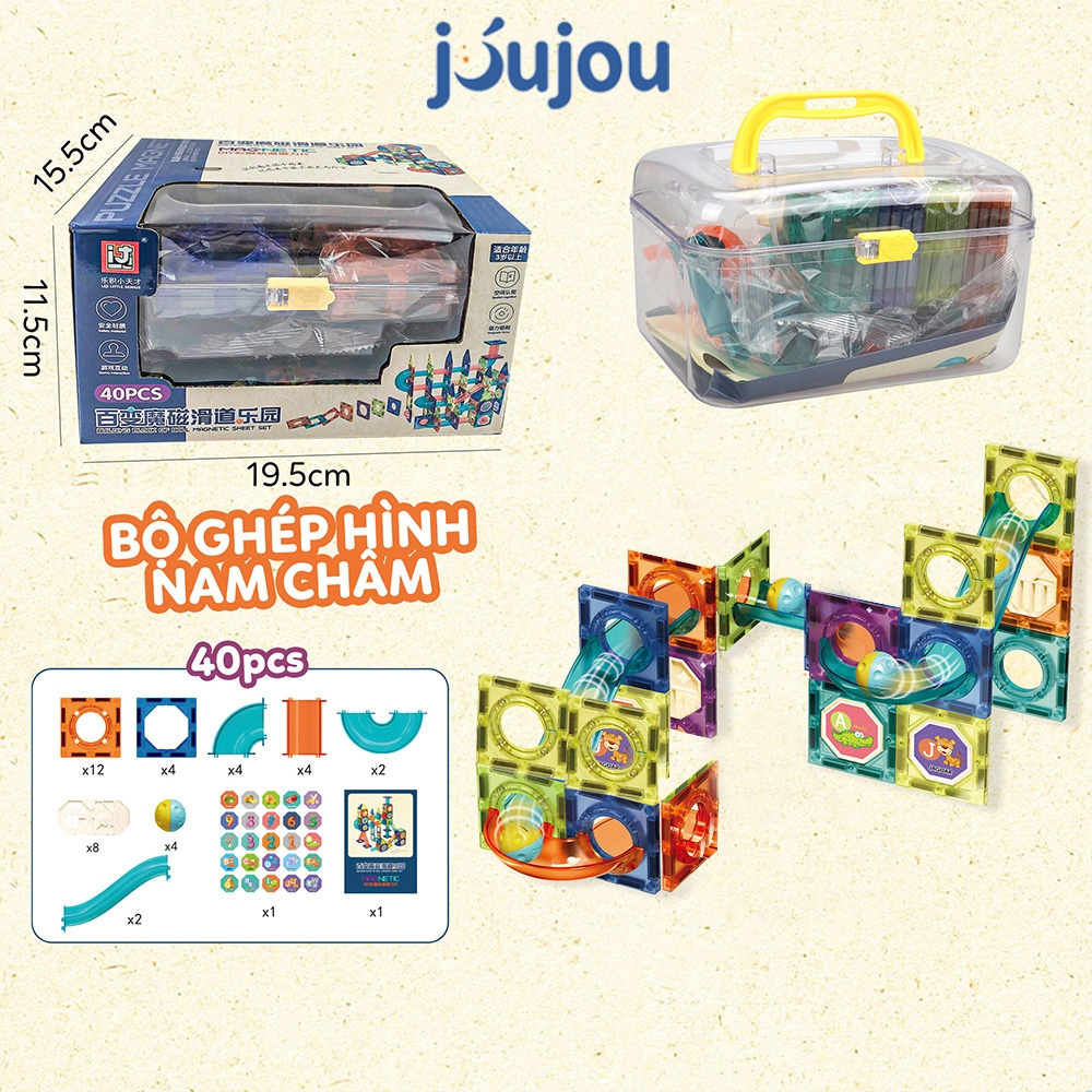 Đồ chơi xếp hình nam châm lắp ráp hình khối cao cấp JuJou let's play giúp bé phát triển tư duy