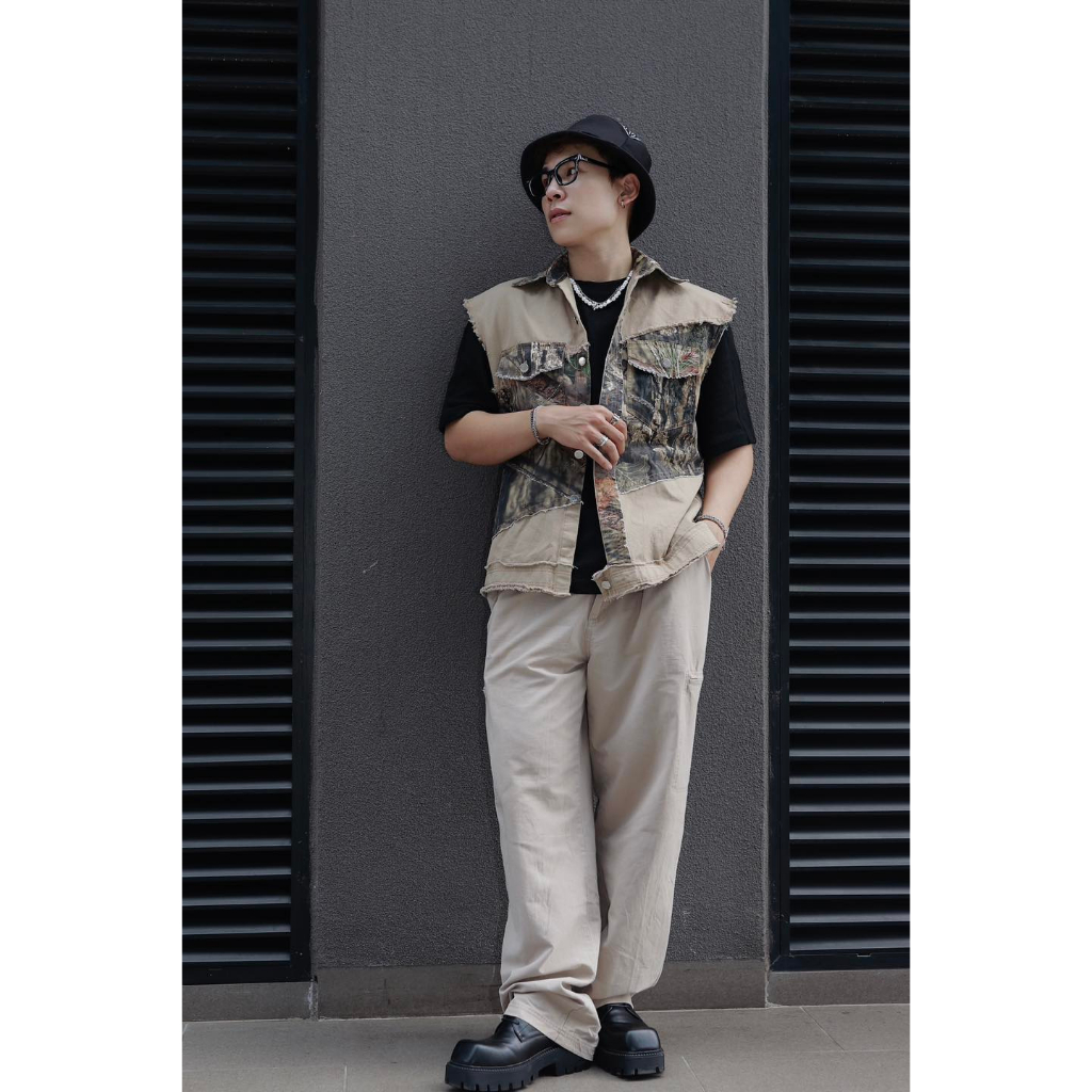 Áo khoác gile phối camo By 1M
