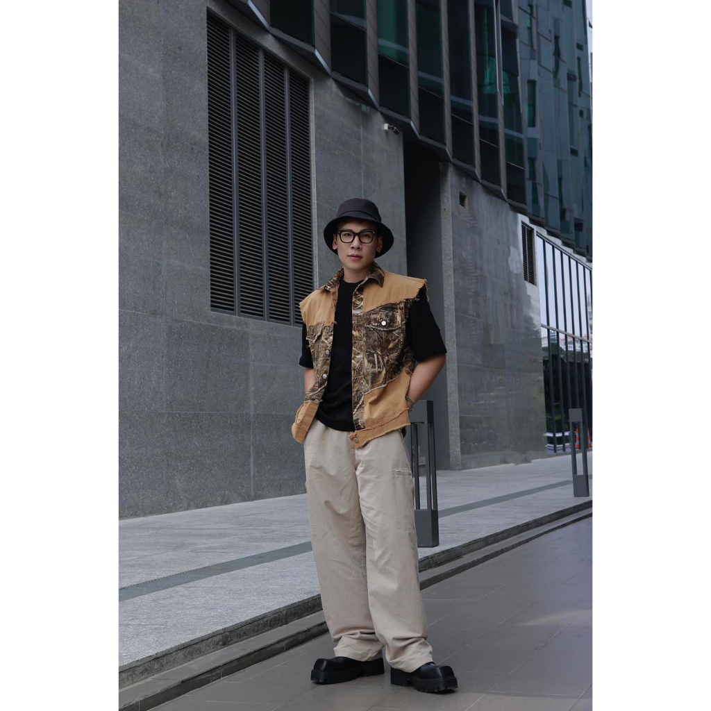Áo khoác gile phối camo By 1M