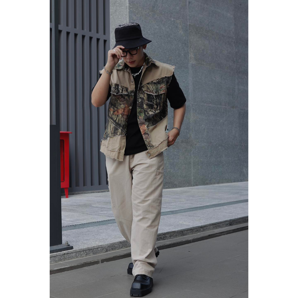 Áo khoác gile phối camo By 1M