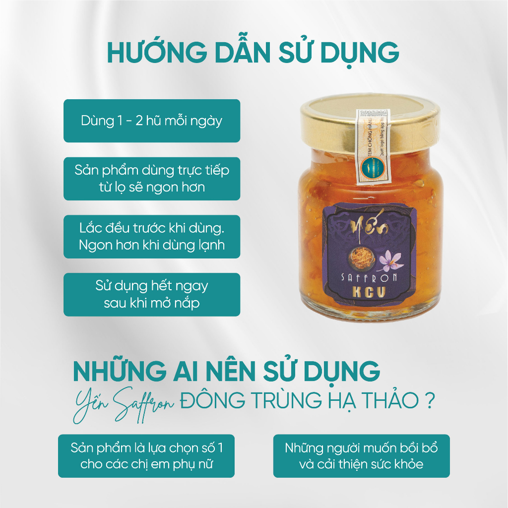 Yến Saffron Đông Trùng Hạ Thảo Dưỡng Da Tăng Đề Kháng Giảm Stress Kim Cương Vàng hộp 6 lọ 70ml