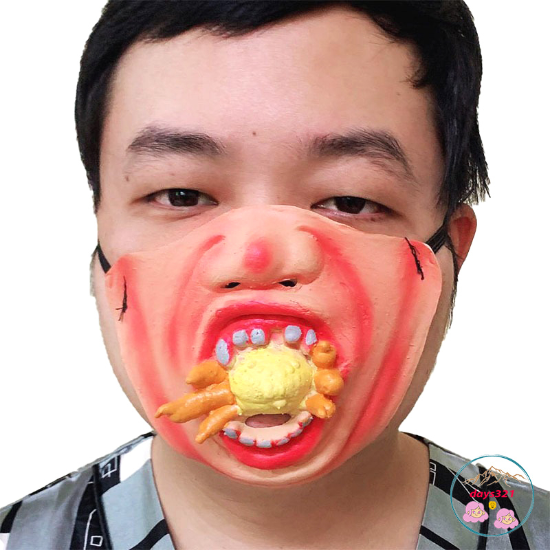 Khẩu Trang cotton Chống Gió In Hình Mặt Cười 3d Vui Nhộn