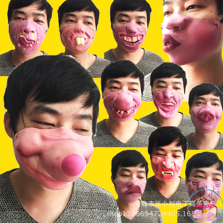 Khẩu Trang cotton Chống Gió In Hình Mặt Cười 3d Vui Nhộn