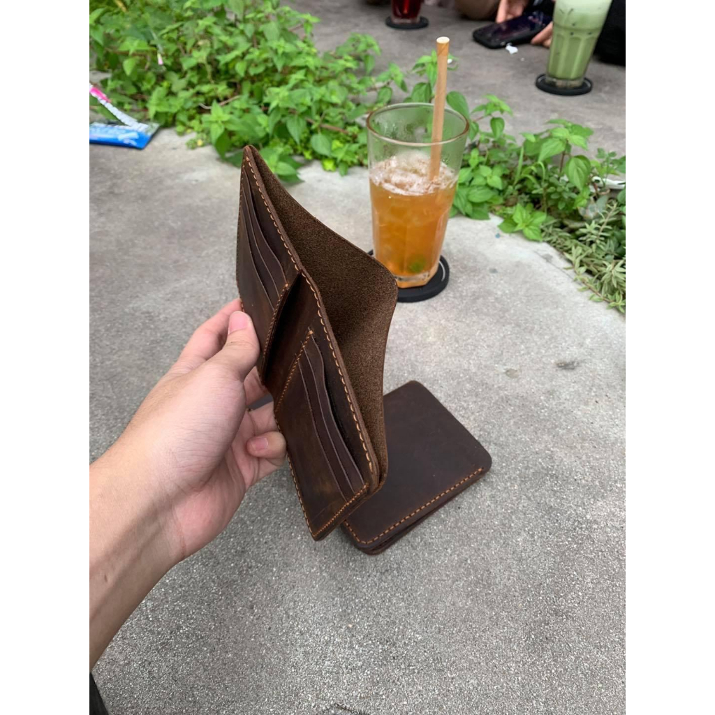 Ví Đứng Da Bò, Ví Nhỏ Gọn. Da Thật 100%. Bảo Hành 2 năm. Kích Thước 9x11cm