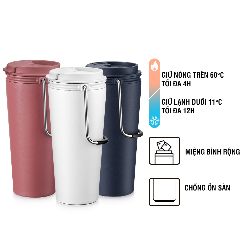 Bình giữ nhiệt LocknLock  540ml -Thép Không GỈ, Có Quai Xách Bucket Tumbler W/Straw LHC4269 LHC4268 (3 màu) - T2Cmall