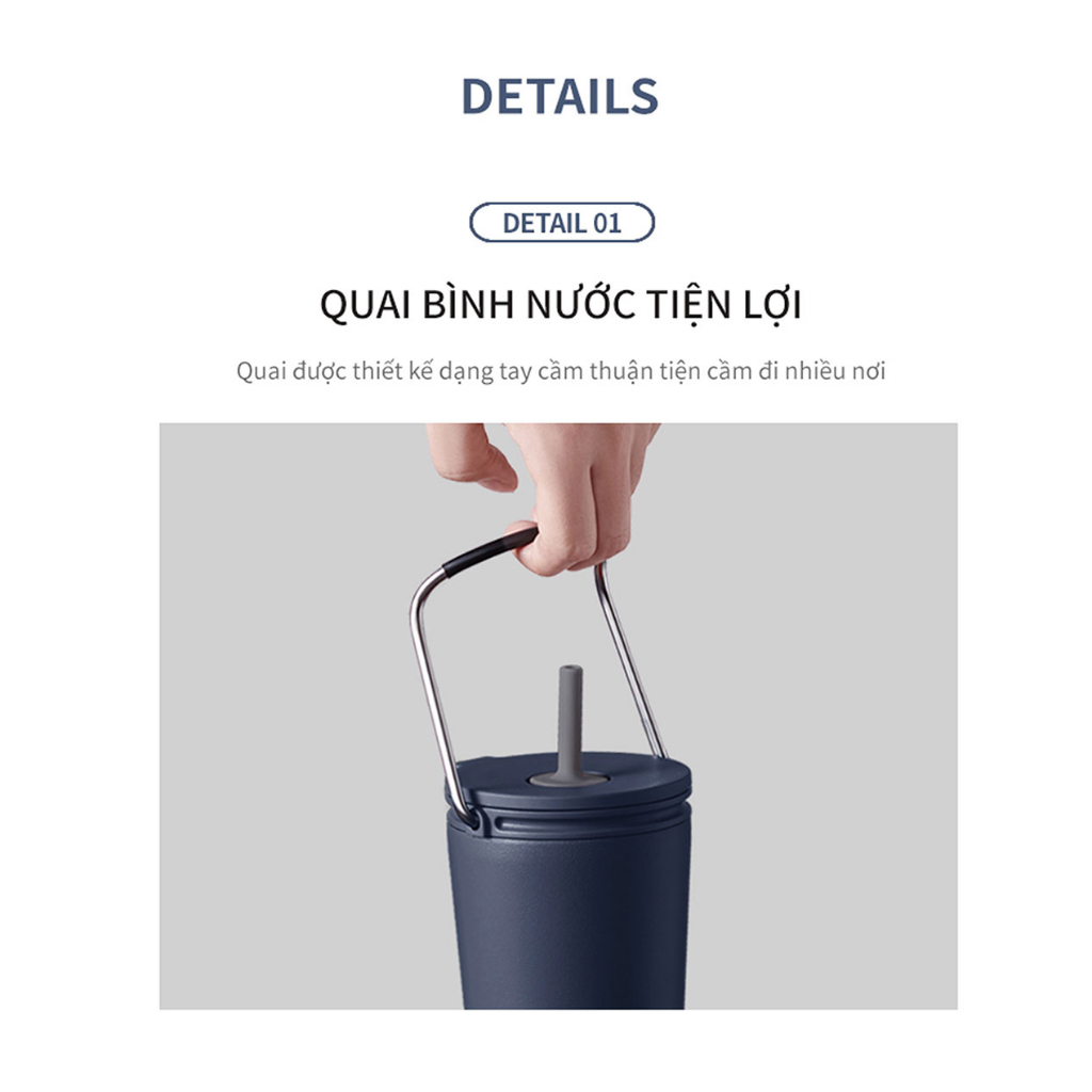 Bình giữ nhiệt LocknLock  540ml -Thép Không GỈ, Có Quai Xách Bucket Tumbler W/Straw LHC4269 LHC4268 (3 màu) - T2Cmall