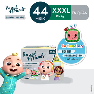 Tã/Bỉm Quần Rascal + Friends Cocomelon Size XXXL 44 miếng - Kèm sticker ngẫu nhiên