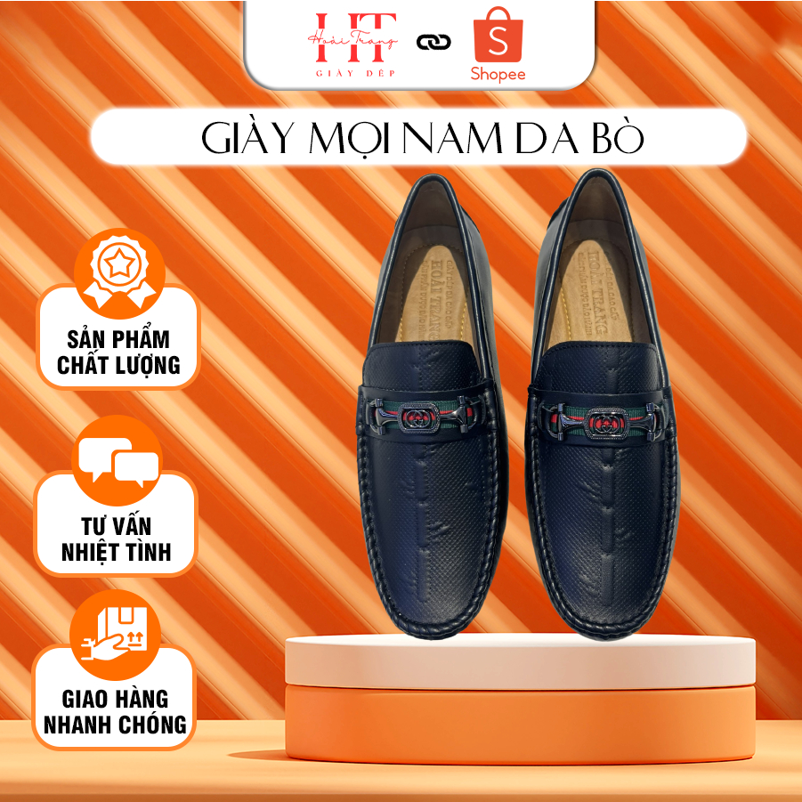 Giày Mọi Nam Da Bò Giày Dép Hoài Trang - Giày Lười Da Nam Chất Liệu Da Bò Cao Cấp Thoáng Mát, Êm Chân