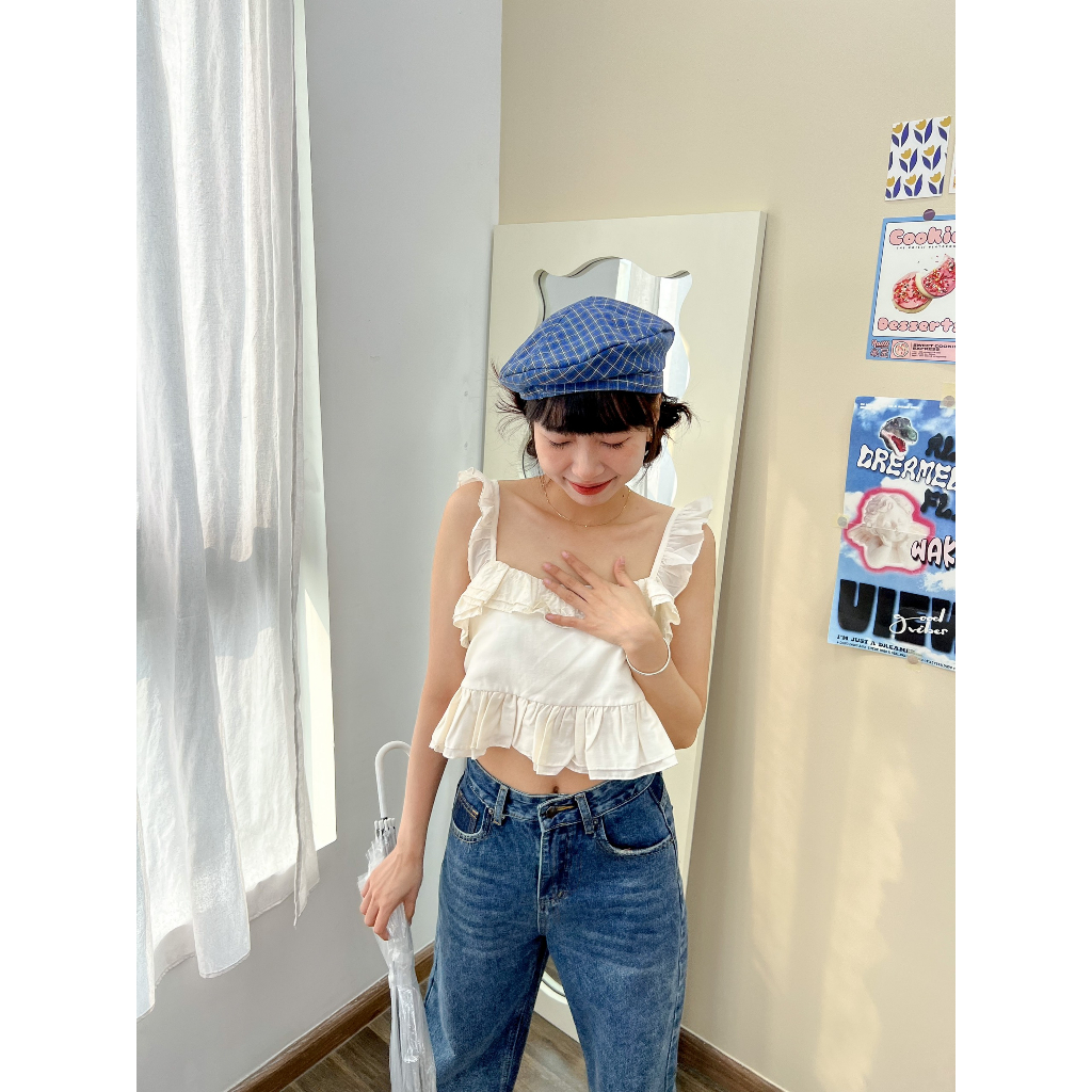 Áo hai dây croptop dễ thương xếp tầng hoạ tiết mùa hè Amira Top - Siblinghouse