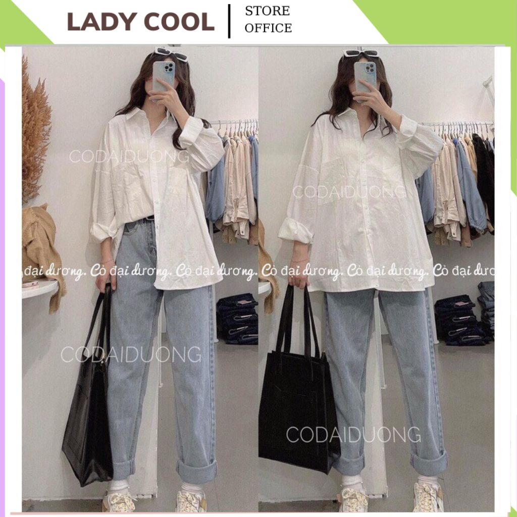 Áo sơ mi form rộng cặp đôi nam nữ,Sơ mi đi học oversize có túi in chữ lưng.