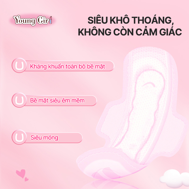 Băng Vệ Sinh UUcare Young Girl Kháng Khuẩn 28cm 12 Miếng Siêu Thấm Maxi Cánh