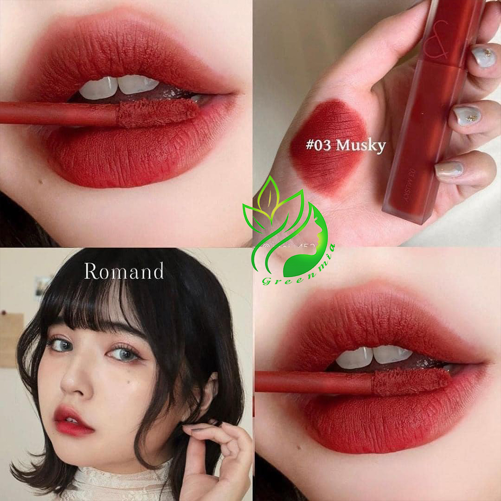 Son Romand Kem Lì Vỏ Vuông Blur Fudge Tint Màu 03 Musky Cam Đỏ Gạch 5g