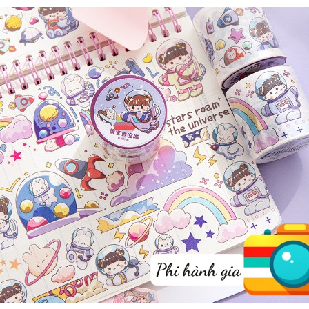 Băng dính Washi tape mẫu hoạt hình dùng dán trang trí đồ dùng văn phòng phẩm,sổ tay, DIY, tranh washi